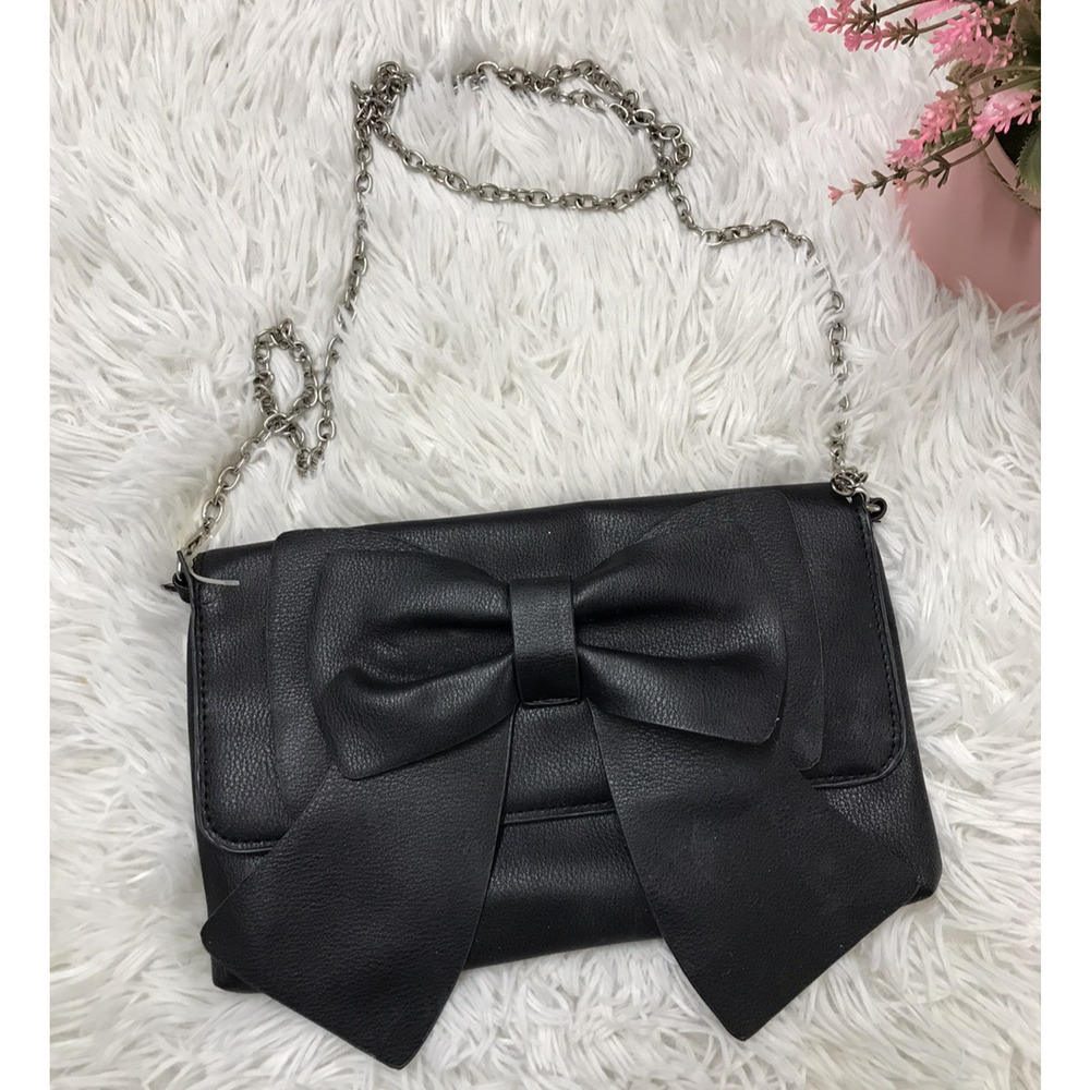Madden Girl Clara Clutch Leather Lg Bow Crossbody Bag Women's One Size Dark Blue